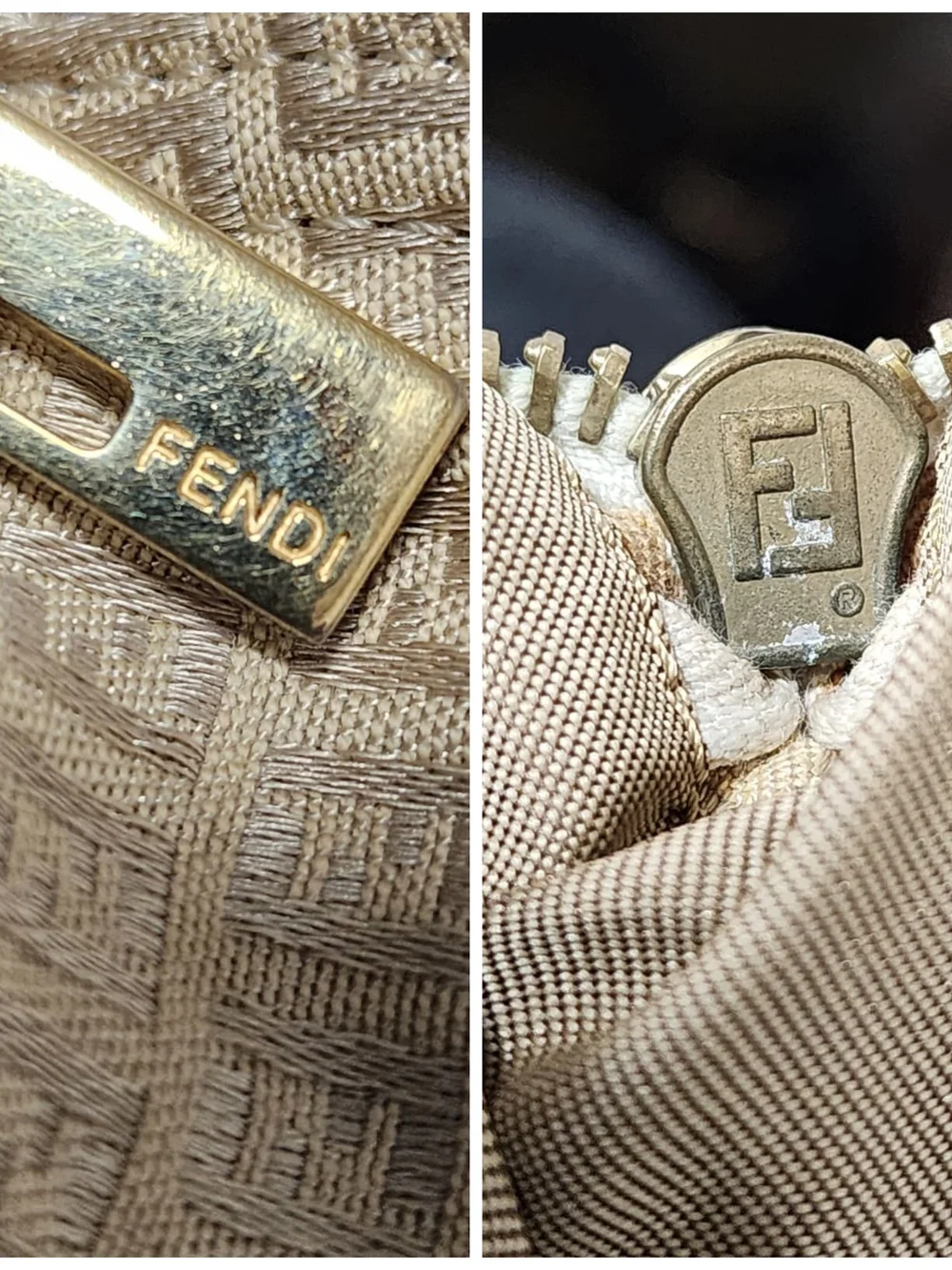 FENDI Vintage Zucca Canvas Shoulder Bag Beige/Cream